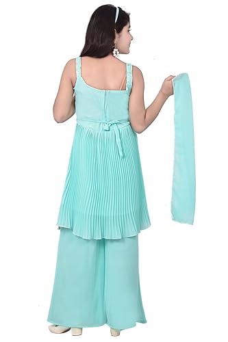 Image of Girls Embroidered Kurta with Palazzo Pants & Dupatta /Readymade Ethinic set for girls