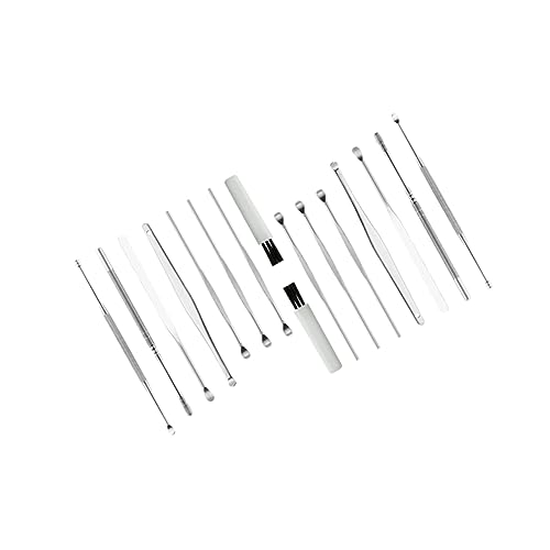 Healvian 8pc Ear Set Stainless Steel Ear Spoon Blackhead Extractor Tool Tweezer Set Gentle Ear Cleaning for Man