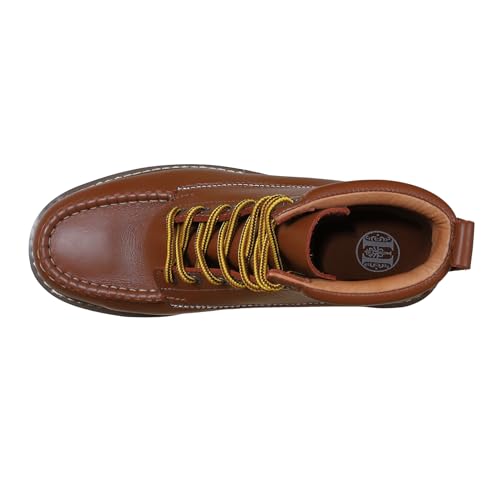 ABALONE Mens 6" Steel Toe Suretrack Leather Slip Resistant Work Boots, 849923