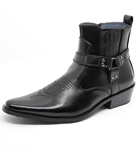 Image of Metrocharm Diego-02 Men's Belt Strap Studded Western Cowboy Boots