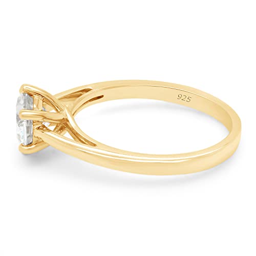 SAVEARTH DIAMONDS 1 Carat 6.5MM Round Cut Lab Created Moissanite Diamond Solitaire Engagement Wedding Promise Ring For Women In 14K Gold Over Sterling Silver (VVS1 Clarity, 1 Cttw)3