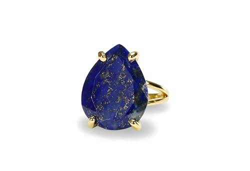 Bague en lapis lazuli en forme de goutte d'eau anti-ternissement