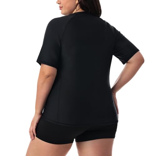HODOSPORTS Women's Plus Size Rash Guard UPF 50+ Swim Shirt Sun Protection Swimsuit Top Short Sleeve 1X-6X3