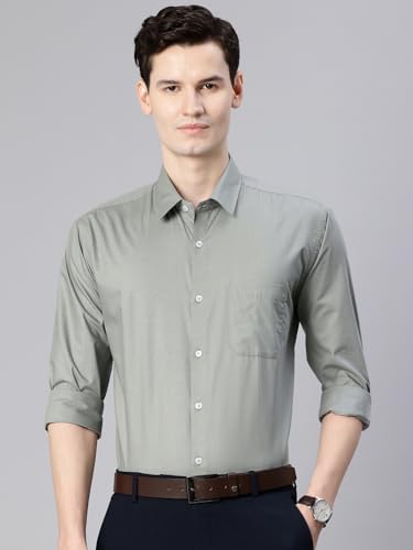 Image of Majestic Man Men's Solid Cotton Blend Wrinkle-Resistant Slim Fit Easy-Iron Formal & Office Wear