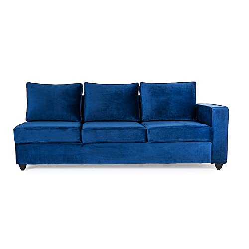Image of Wakefit Sofa Set | 3 Year Warranty | Sofa 3 Seater, 3 Seater Sofa for Living Room, Wooden Sofa Set, 3 Seater + Left Aligned, Sofa for Living Room - Napper(Fabric-Velvet : Blue)