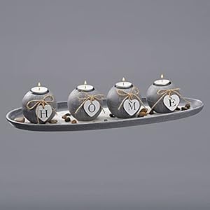 Decopatent Waxinehouders met 4 waxinelichten – Theelichthouder met 4 kaarsen – HOME – MDF Candle Holder Set – 51 x 9 x 17.5 Cm.