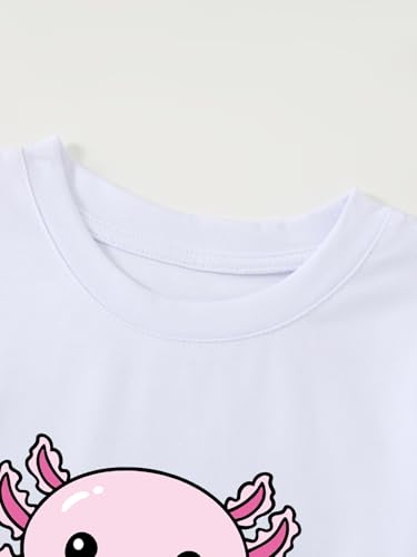 Girl's Cute Anime Axolotl Boba Tea Graphic T-Shirt4