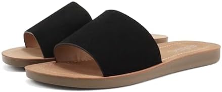 Soda Shoes Women Flip Flops Basic Plain Slippers Slip On Sandals Slides Casual Peep Toe Beach Efron-S Black Nub 7.5 | Image 4