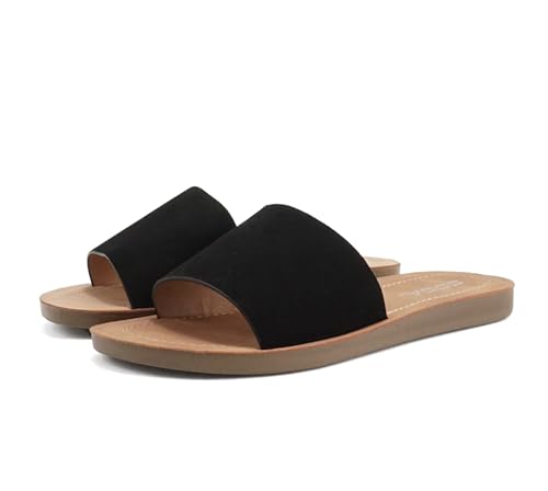 Soda EFRON Shoes Women Flip Flops Basic Plain Slippers Slip On Sandals Slides Casual Peep Toe Beach Efron-S Black Nub 7 thumb #4