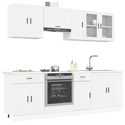 Massbinet 8-TLG. Küchenschrank-Set Kalmar Hochglanz-Weiß Holzwerkstoff Küche in Eiche Günstig Schnell Massbinet 8-TLG. Küchenschrank-Set Kalmar Hochglanz-Weiß Holzwerkstoff Küche in Eiche Günstig Schnell