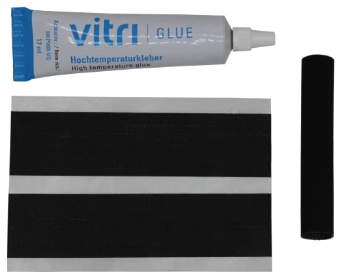 Kamindichtung Türdichtung Set, 3m ø9,5 mm, für Justus und Oranier Kamin, Kaminofen Dichtung inkl. Kleber, Abbinder, Hülse und Einbauanleitung