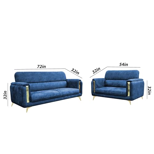 Image of Casaliving Gelio 2 Seater Sofa Set for Living Room Premium Fabric Sofa (Blue)