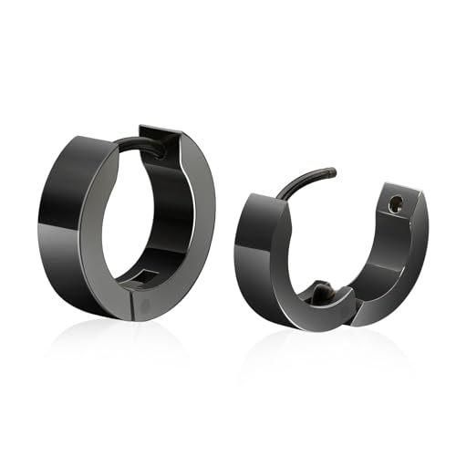 Minimalist Pure Titanium Hoop Huggie Earrings Round/Hexagon Earring, Dainty Plain Small Titanium Hoop Earrings Charms, Hypoallergenic Earring Jewelry Gifts for Women Girls Men Sensitive Ear