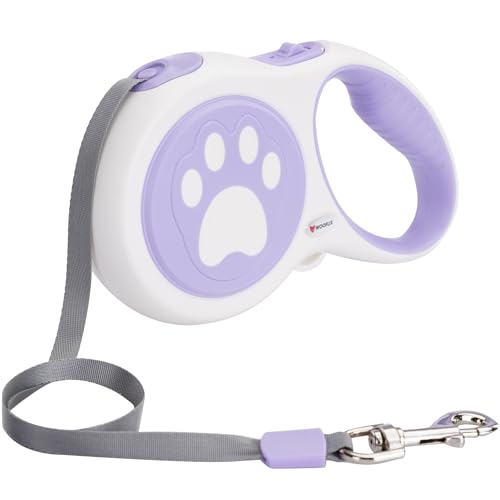 Image of Retractable Dog Leash | 5M Heavy Duty Dog Leash for Small & Medium Size Dogs Upto 20 Kg| Strong Nylon Tape, Anti-Slip Handle, 360 Tangle-Free, One-Click Brake & Pause | (Upto 20 kg Dog, Purple)