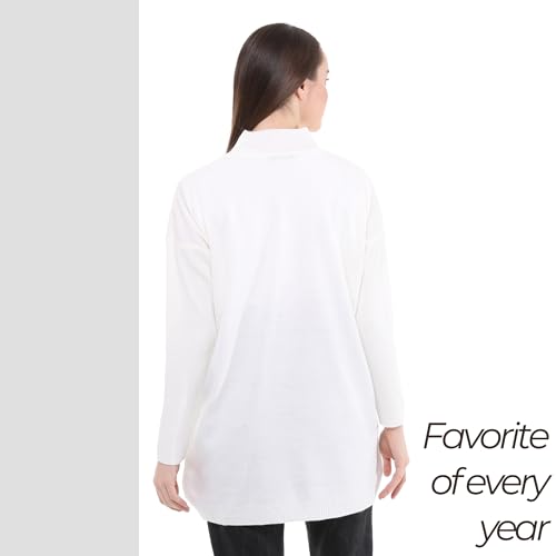 Image of Women's Knitted Sweater | Long Sleeve Turtleneck Knit Sweaters Tunics | Seasonal Modest Women's Tops (US, Alpha, Small, Large, Regular, Regular, Ecru)