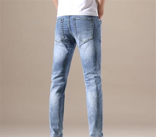 Men's Stretch Jeans Vintage Pocket Denim Pants Pleated Skinny Trousers Casual Fashion Clothing2
