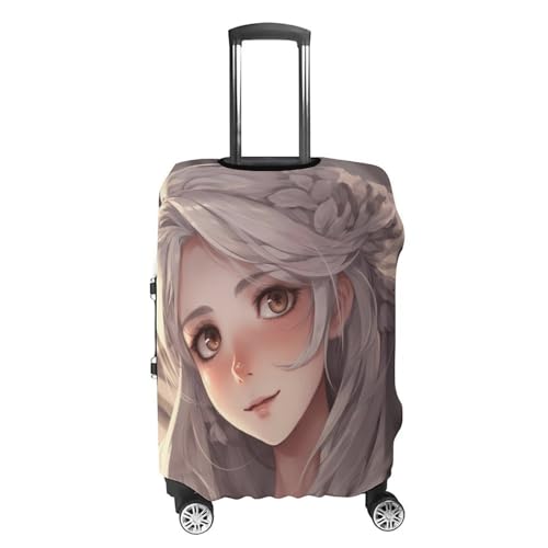 Travel Luggage Cover Elastic Suitcase Protector Anti-Scratch Washable White Hair Anime Girl Luggage Sleeve Tsa Approved Carry on Covers Baggage Cover Fits 18-32 Inch Luggages4