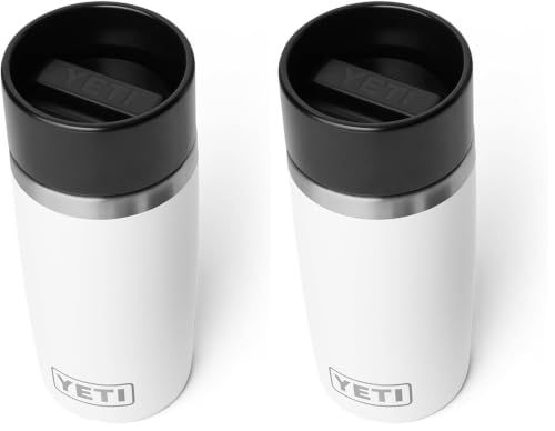 Image of YETI Rambler 12 oz Travel Bottle, Stainless Steel, Vacuum Insulated with Leakproof Commuter Cap, White (Pack of 2)