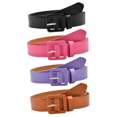 Cinturones para niñas con hebilla cuadrada de piel sintética para vaqueros