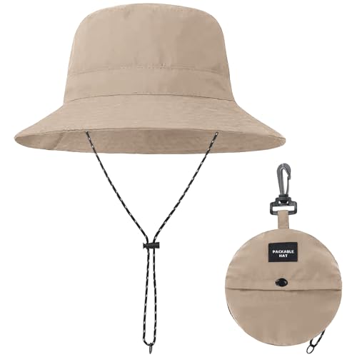 BBXWANG Chapeau de Soleil Pliable pour Femme, Réglable Bob Homme, Léger Bobs Femme Pour la Plage et la Pêche (FR/ES, Alpha/lettres, Taille unique, Khaki)