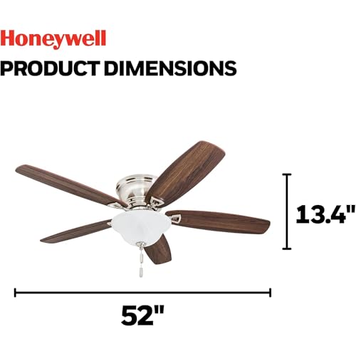 Honeywell Glen Alden 52 Inch Classic Flush Mount Indoor LED Ceiling Fan - image 2