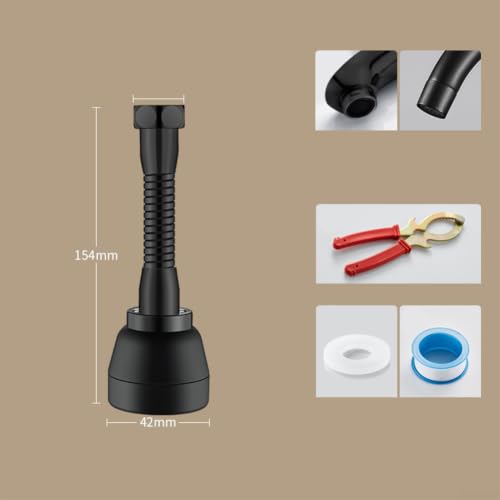 Cabezal rociador de grifo de latón negro con rotación de 360° para cocina y roscas estándar 7