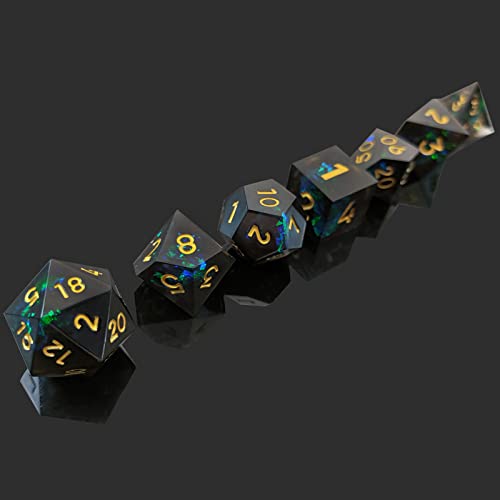 Resin Dice Set, 7 Pcs Sharp Edge Dice Polyhedral Dice D And D Dice Set Dungeons And Dragons Dice Set D&D With Metal Box & Bag For Rpg Role Playing Mtg Dice Game D20 D12 D10 D8 D6 D4 #TOP2