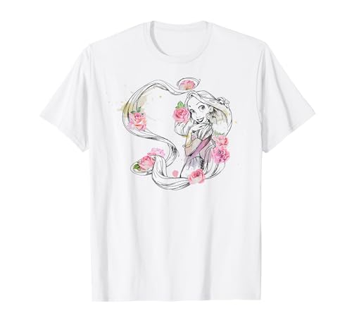Disney Tangled Raiponce Floral Color Splash Graphic T-Shirt T-Shirt