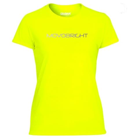 MovoBright Reflective Running Top, Womens Run Safe T Shirt, Running Hi Viz, Ladies Bright Run T Shirt (Safety Yellow, 8-10) Cover