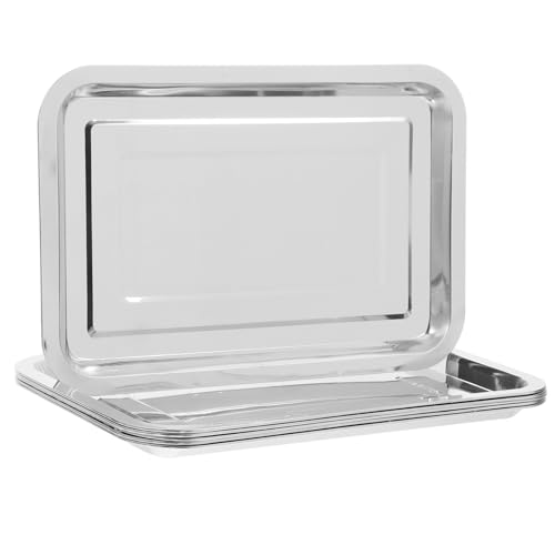 PRETYZOOM 6 Piezas Bandeja De Acero Inoxidable Para Hornear Bandeja Cuadrada Para Asar Pollo y Pescado Pizza y Pasteles Para Cocinar y Servir Eventos Sociales