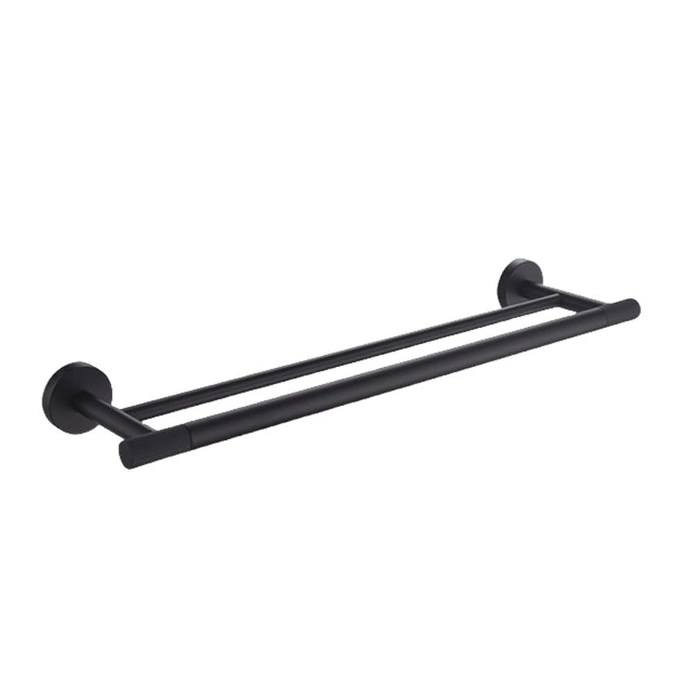 Porte-serviettes mural double noir mat et porte-papier wc en acier inoxydable moderne