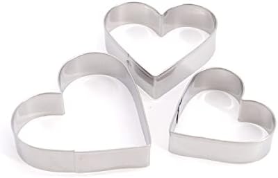 3 Stainless Steel Heart Shaped Cookie Cutters, Perfect for Making Pastry and Baking Gifts