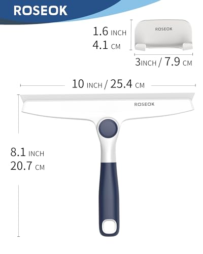 Image of ROSEOK Shower Squeegee, Silicone Squeegee for Glass Doors with Hook