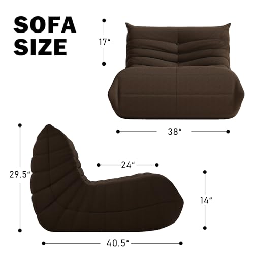 Bean Bag Chair, Memory Foam Bean Bag Sofa Large Bean Bag Chair for Adults, Bean Bag Chairs for Teens with High Density Comfortable Foam, Memory Foam Lazy Sofa for Living Room, Bedroom (Coffee)