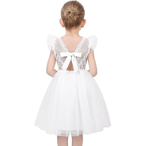 Sunny Fashion White Lace V Neck Dress Cover
