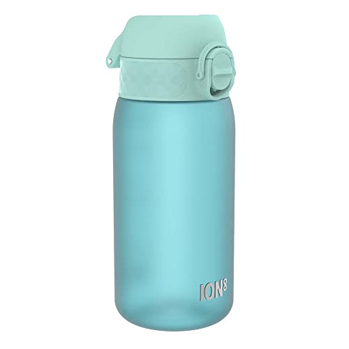 ion8 Botella de Agua para Niños, 350ml, a Prueba de Fugas, Fácil de Abrir, Cerradura Segura, Apta para Lavavajillas, Sin BPA, Asa de Transporte, Fácil de Limpiar, Neutro en Carbono, Azul Sónico