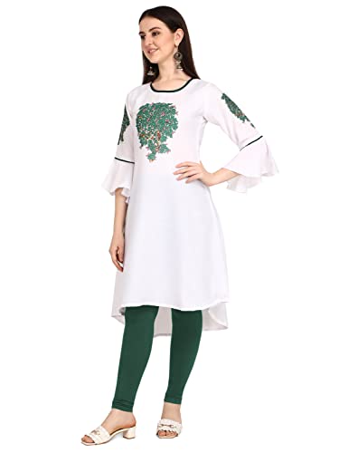Image of Leriya Fashion Women's Slub Cotton Printed A-Line Kurti