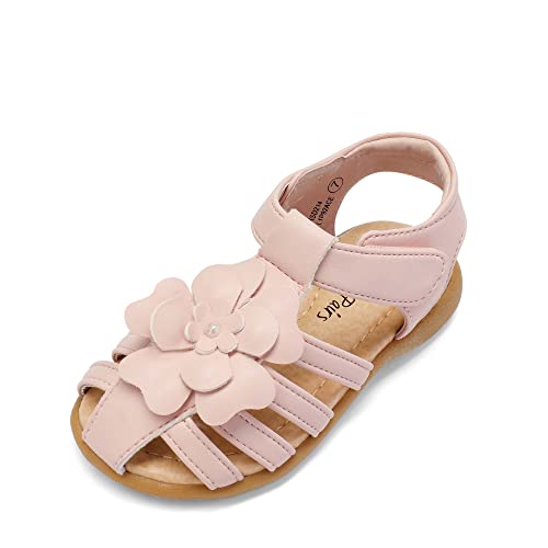 Image of DREAM PAIRS Girls Toddler /Little Kid Closed-Toe Flower Summer Dress Sandals Shoes