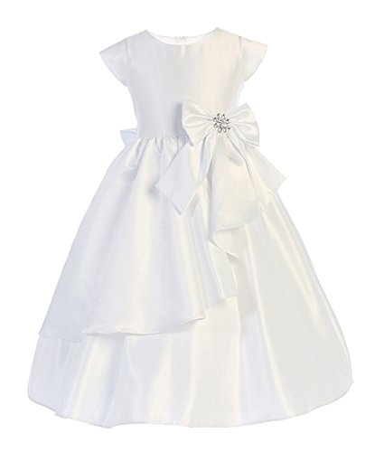 iGirlDress White Flower Girl First Communion Pageant Wedding Birthday Dress2