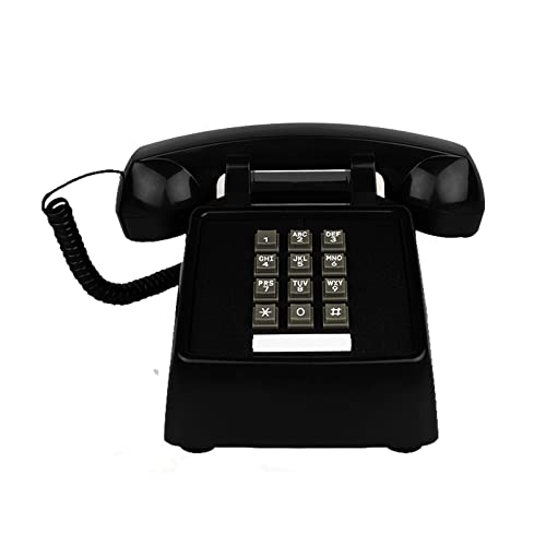 TelPal Landline Phones for Home Office Hotel School Corded Single Line Heavy Desktop Basic Telephone for Seniors Retro Classic Old Fashion Movie Decor Telephones with Loud Metal Bell Ringer (Black)