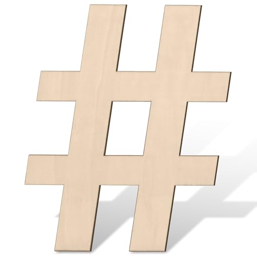 17 inch Large Wooden Sign # for Wall Decor, Big Wood Symbol #, Giant Paintable Blank Wooden Shapes for Crafts, Unfinished Wood Cutouts for Birthday Party, Rustic Wedding, Christmas Decor, Baby Shower