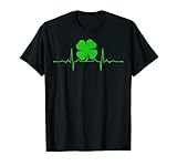 Heartbeat Irish Four Leaf Clover T-shirt St Pattys Shamrock T-Shirt