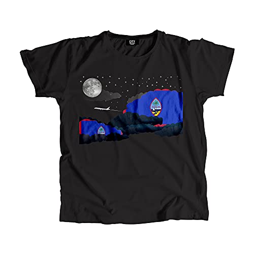 T-shirt Guam Night Clouds pour homme et femme en coton noir