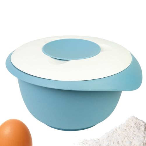 Westmark Backschüssel 3,5l - inkl. Ausgießer - zweiteiliger Deckel - BPA-freie, rutsch- & spülmaschinenfeste Rührschüssel (blau/weiß)
