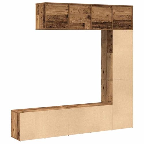 Estantería de madera vieja con 3 estantes estrechos y 4 compartimentos 8