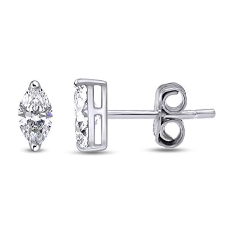 Wishrocks Marquise Cut White Cubic Zirconia Marquise Stud Earrings With Push Back Jewelry for Women in 14k Gold Over Sterling Silver, Metal, Cubic Zirconia Cover