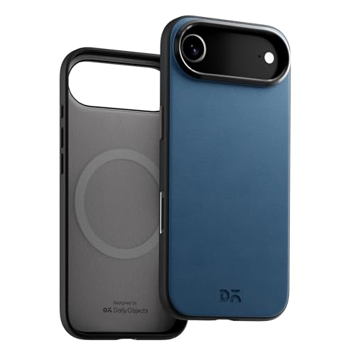 Image of DailyObjects Leatherite Case for iPhone Air Compatible with MagSafe Wireless Charging | Navy Blue-Gey Hybrid Magnetic Back Cover
