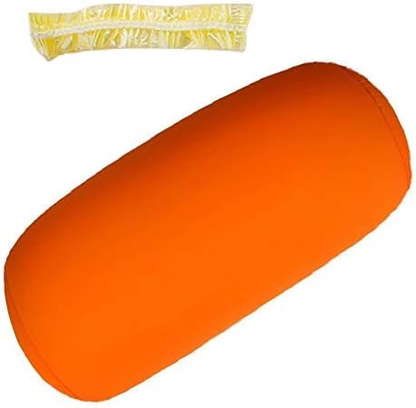 DAYNECETY Micro Beads Pillow Round Roll Cushions Neck Lumbar Pillow Mini Microbead Travel Beanie Pillow Bolster Column Pillows for Travel Sleeping Bath Bed Massage Yoga Foot- Leg-Rests (Orange)