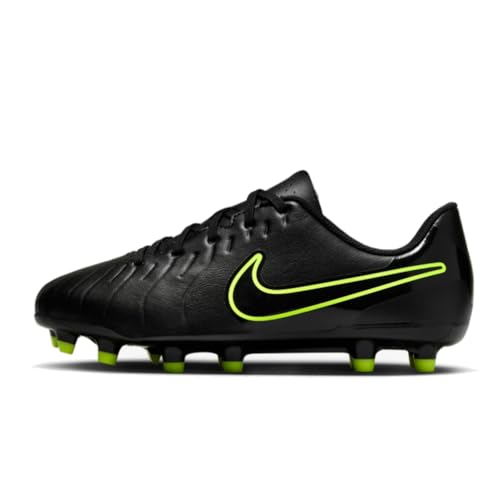 Nike Jr. Tiempo Legend 10 Club Multi-Ground Low-Top Soccer Cleats (Little Big Kid) Sneaker, Black/Volt, 5.5 US Unisex