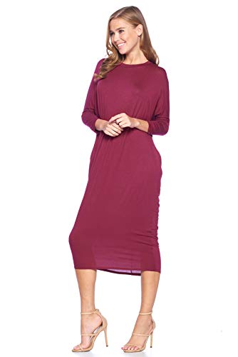 Solid Long Sleeve Cover-Up Maxi Dress (S-2X) - Made in USA2